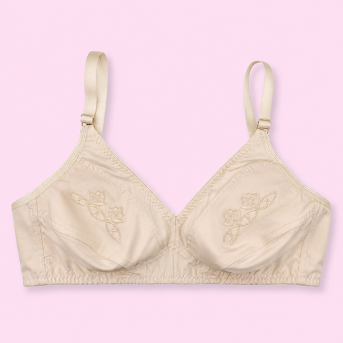 Beige bra with floral embroidery