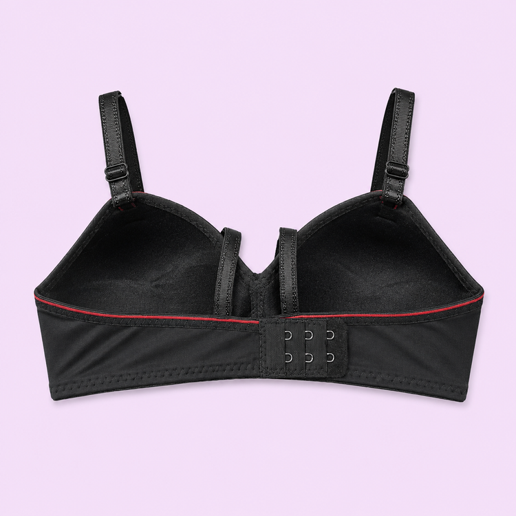 Black bra with red trim