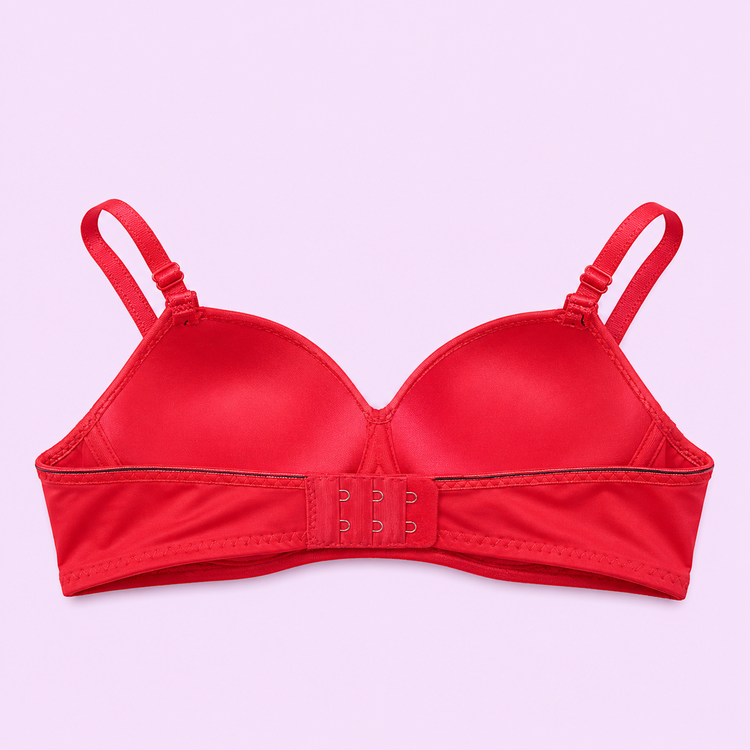 Red bra on a light
