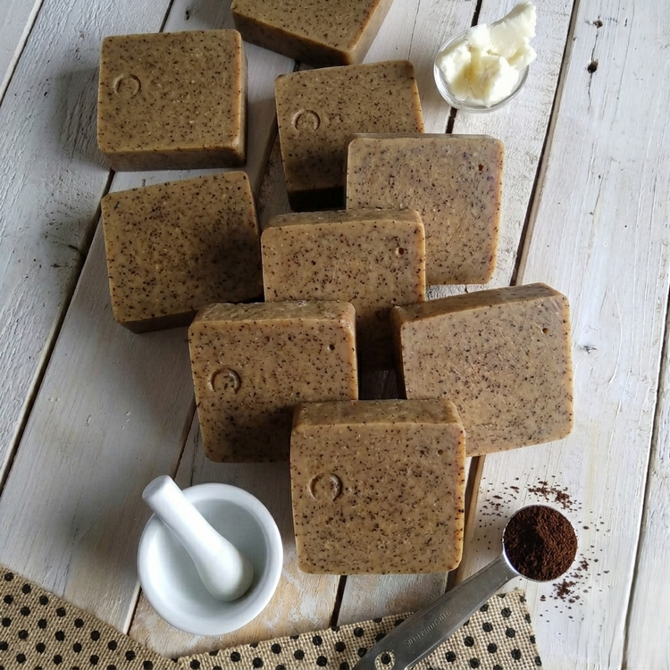 Square brown coffee soap bars