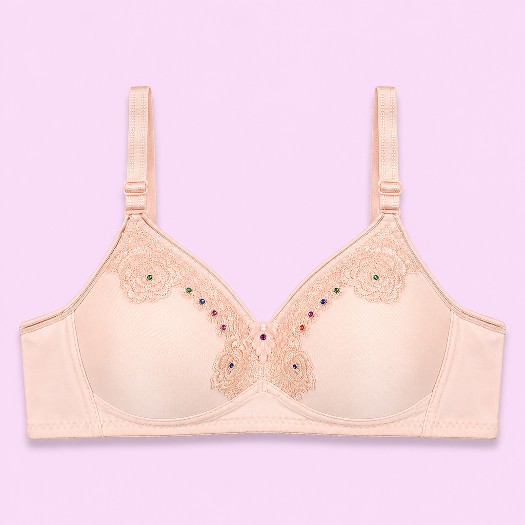 Comfortable Black, soft light pink, Beige Bra | She Rivaj