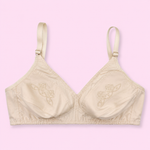 Beige bra with floral embroidery