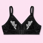 Black bra Cotton with floral embroidery 