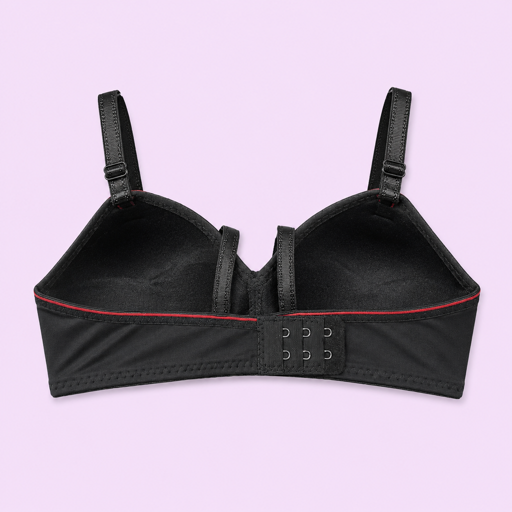 Black bra with red trim
