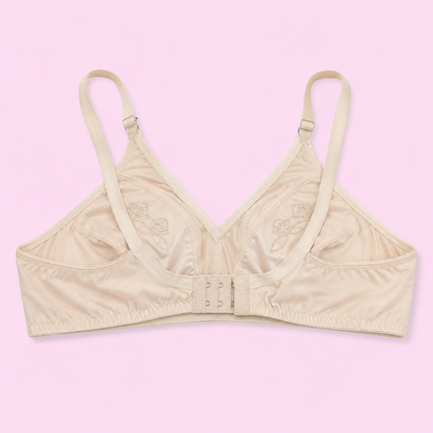 Beige bra with floral embroidery