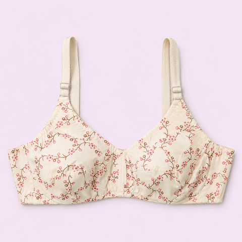 Floral-patterned bra