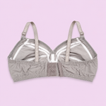 Gray bra with lace trim