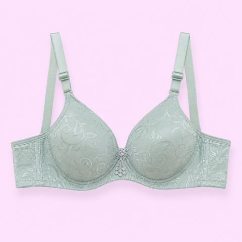 Red bra with floral patterns