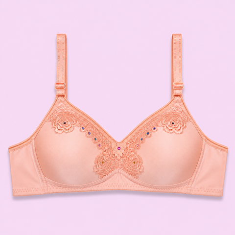 Red bra with floral lace details