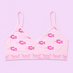 Pink bra with a butterfly pattern 