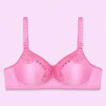 Pink bra with floral lace details