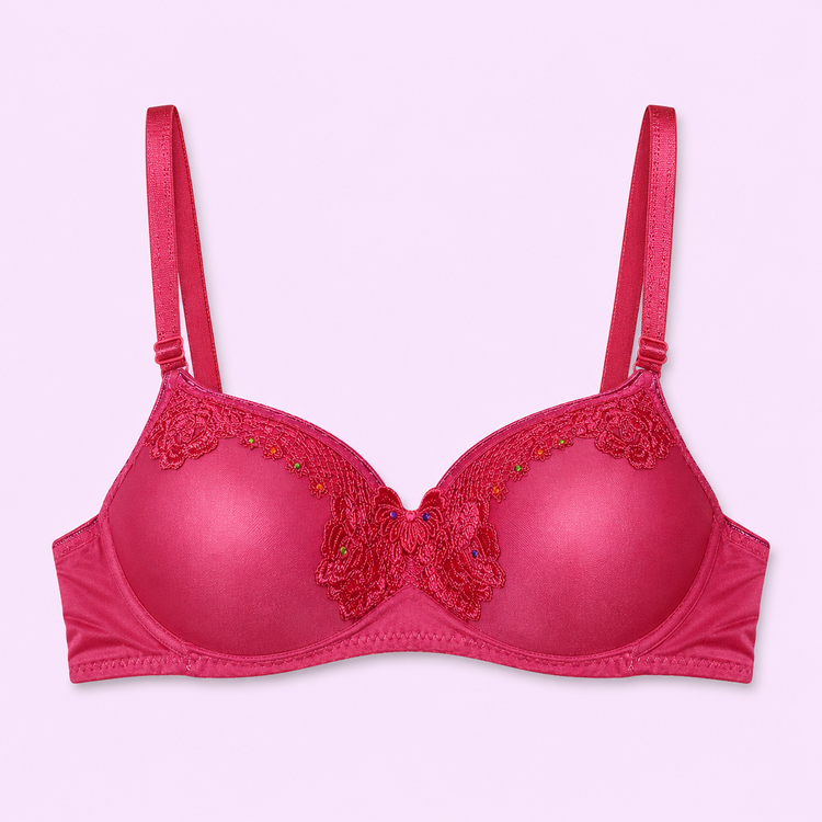 Pink bra with lace details