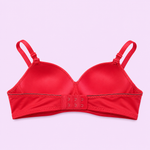 Red bra on a light