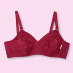 Red bra with floral lace details 