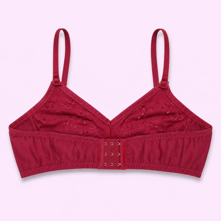 Red bralette with lace details